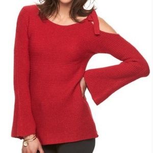 Women's Red Sweater with Shoulder Tie